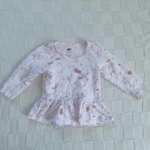 Monica + Andy Ling Sleeve Peplum Tee in Terrazzo